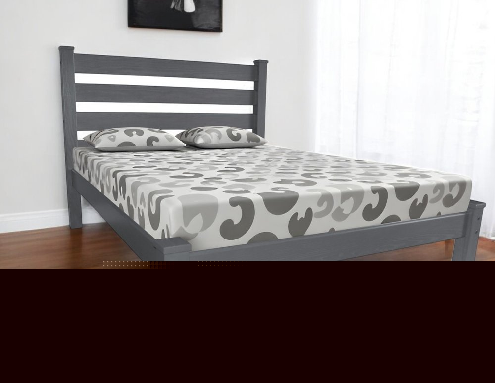 Gray Solid Wood Twin Bed Frame