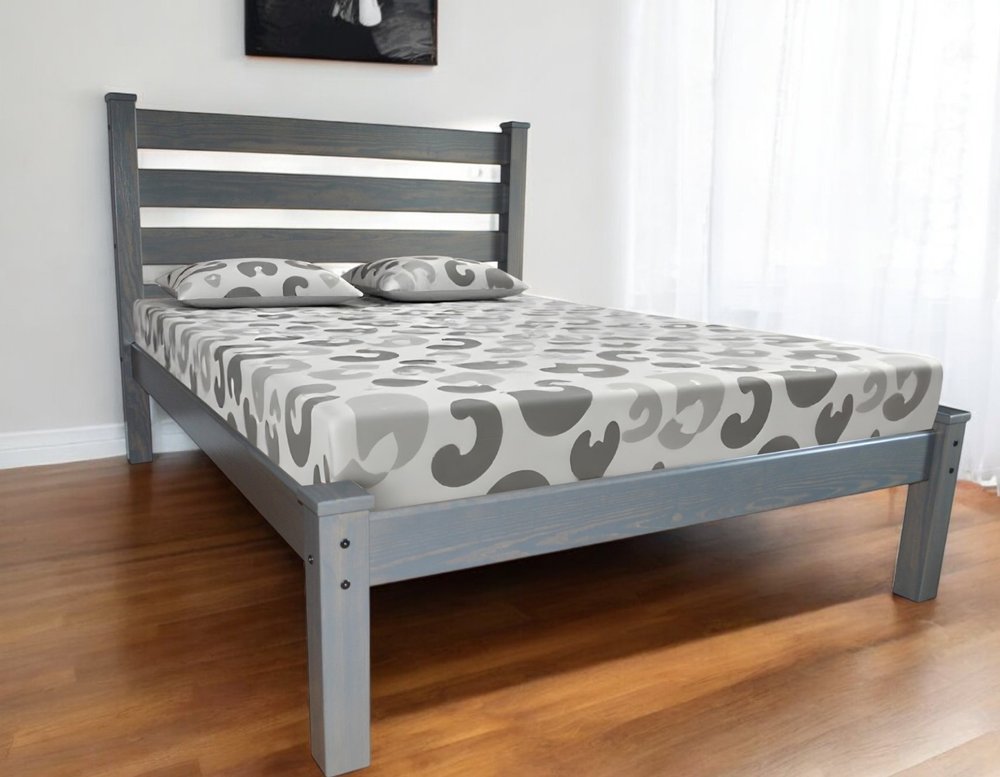 Gray Solid Wood Twin Bed Frame