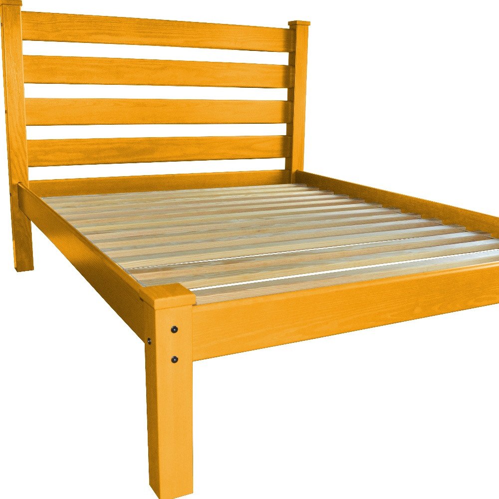 Yellow Solid Wood Twin Bed Frame