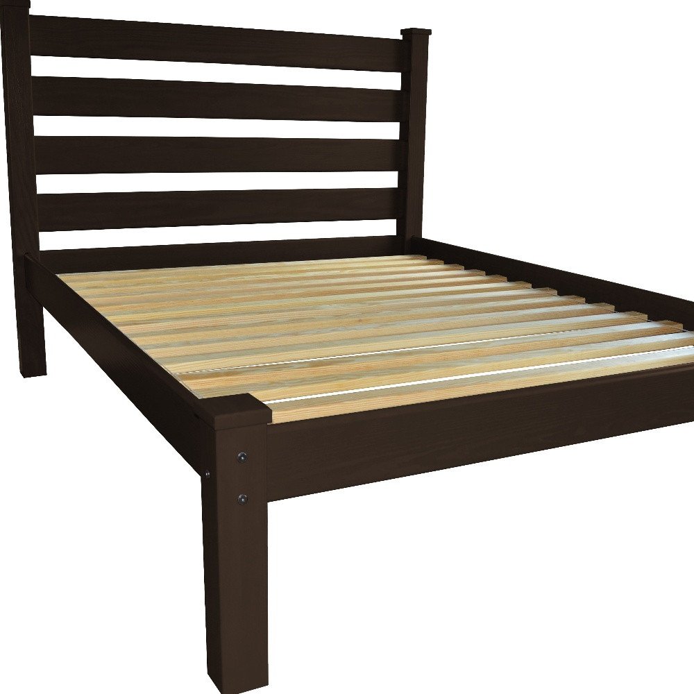 Dark Brown Solid Wood Twin Bed Frame