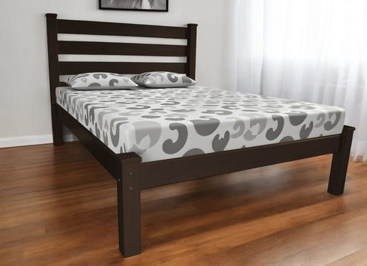 Dark Brown Solid Wood Twin Bed Frame