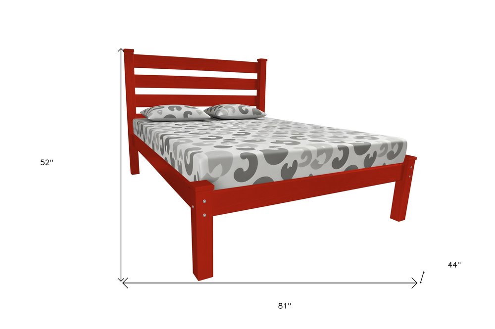 Red Solid Wood Twin Bed Frame