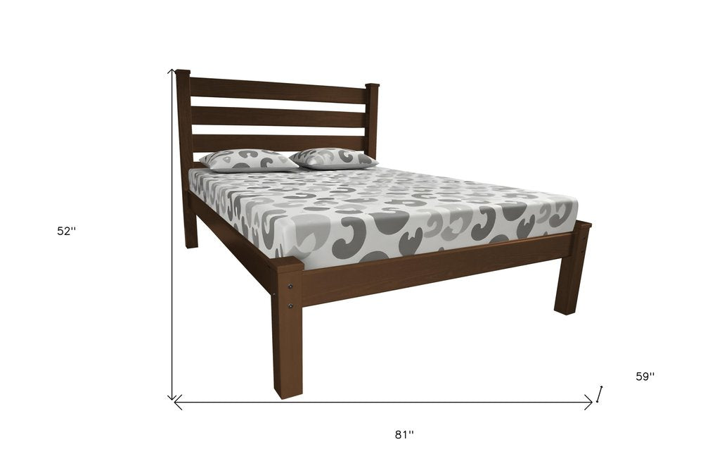 Brown Solid Wood Full Bed Frame