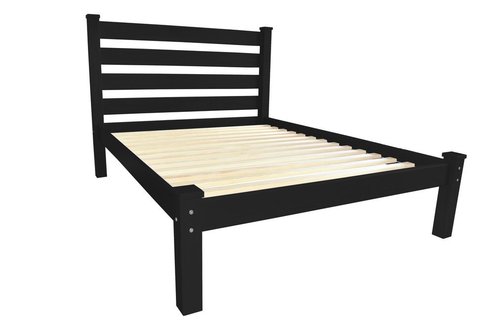 Black Solid Wood Full Bed Frame