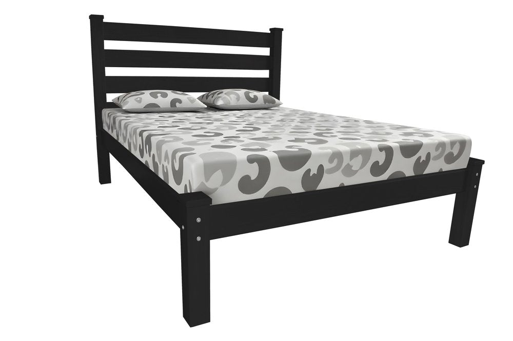 Black Solid Wood Full Bed Frame