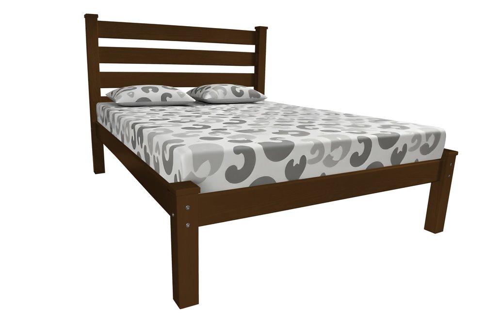 Coffee Solid Wood Full Bed Frame