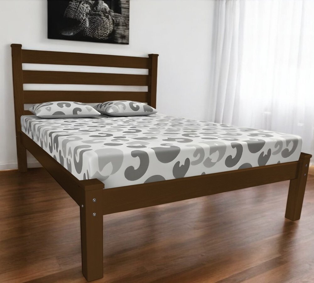 Coffee Solid Wood Full Bed Frame