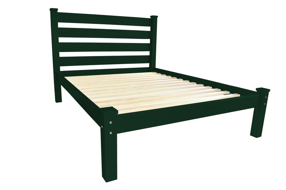 Dark Green Solid Wood Full Bed Frame