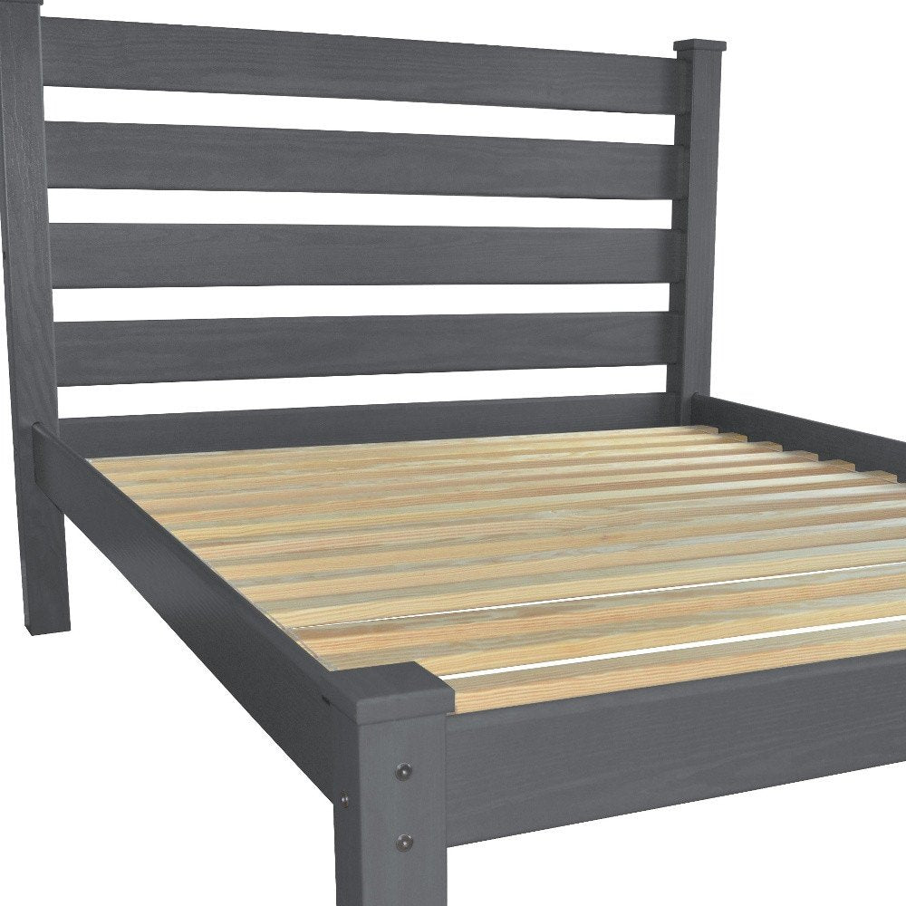 Gray Solid Wood Full Bed Frame