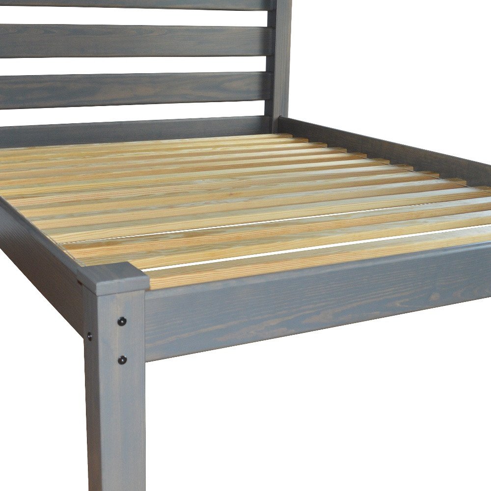 Gray Solid Wood Full Bed Frame