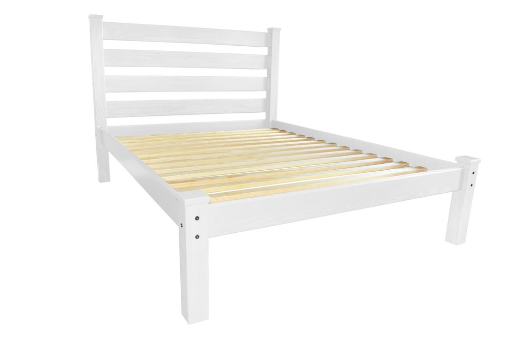 White Solid Wood Full Bed Frame