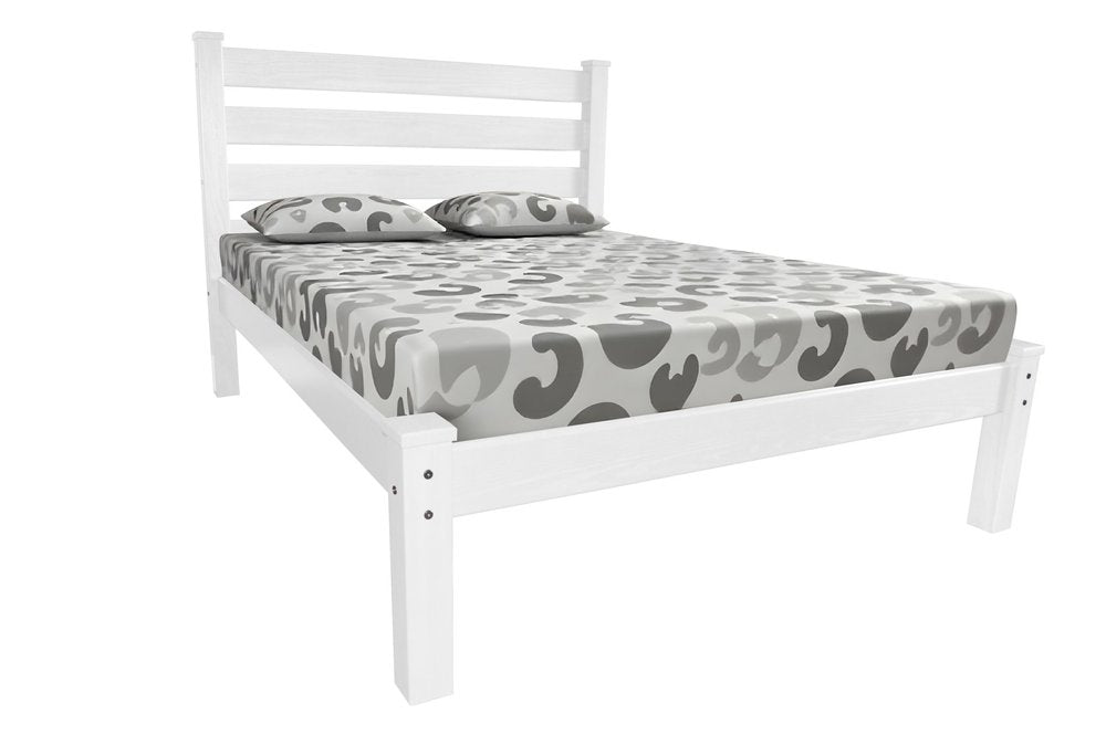 White Solid Wood Full Bed Frame