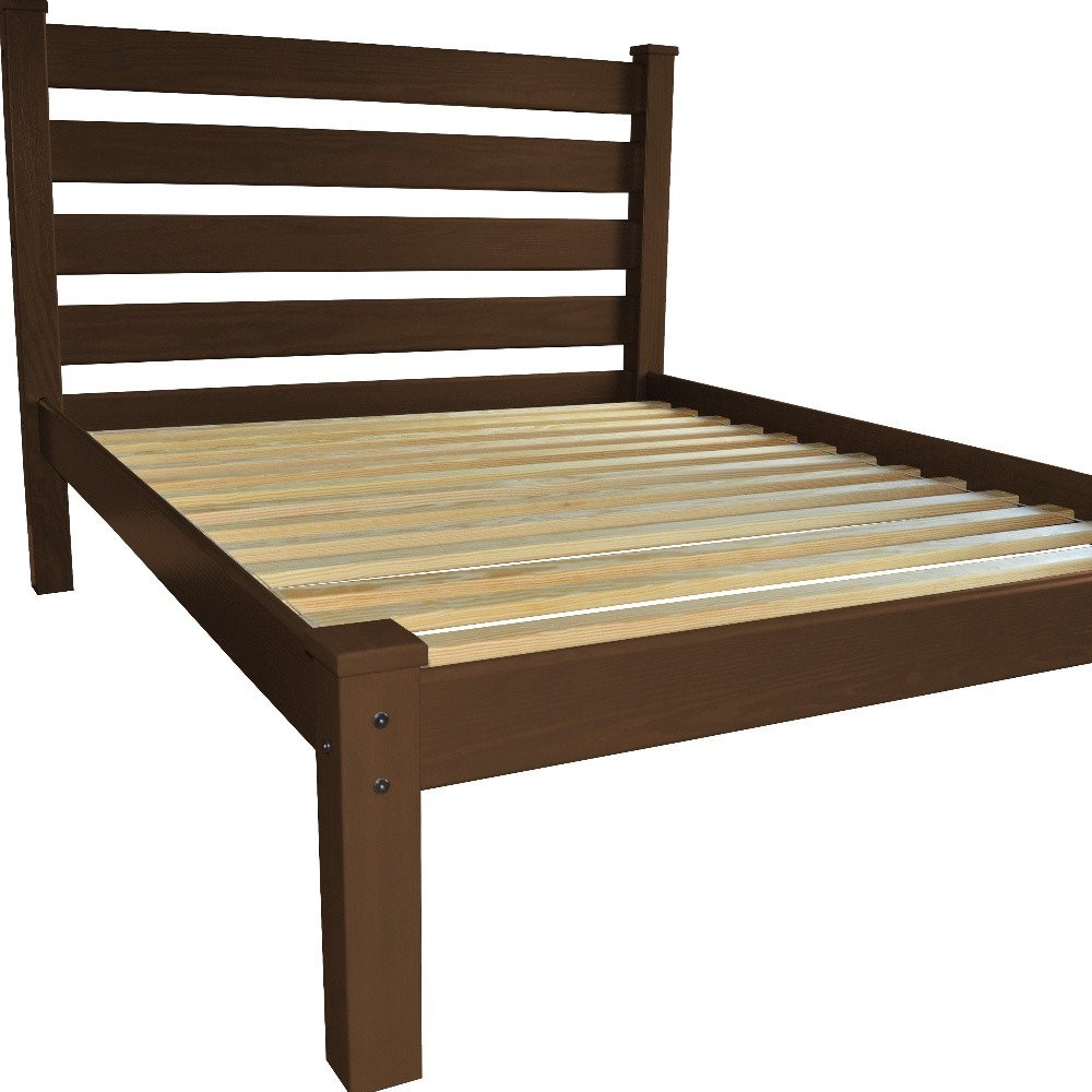 Brown Solid Wood Queen Bed Frame
