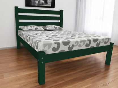 Dark Green Solid Wood Queen Bed Frame