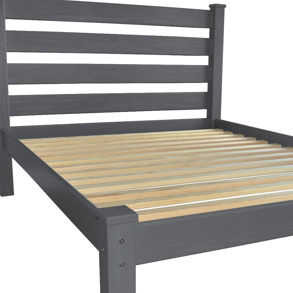 Gray Solid Wood Queen Bed Frame
