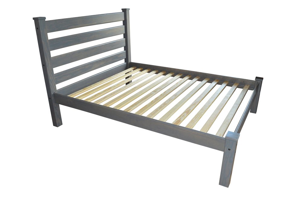Gray Solid Wood Queen Bed Frame