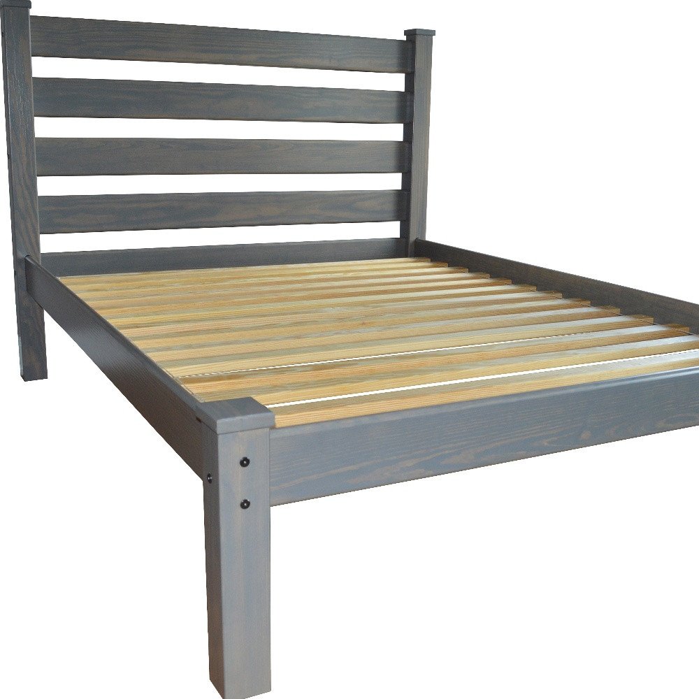 Gray Solid Wood Queen Bed Frame