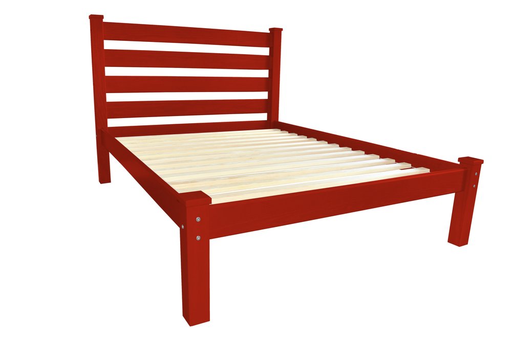Red Solid Wood Queen Bed Frame