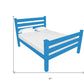 Caribbean Blue Solid Wood Twin Bed Frame