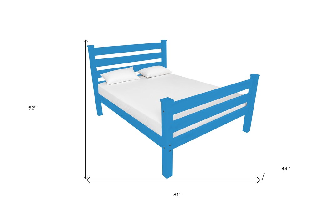 Caribbean Blue Solid Wood Twin Bed Frame