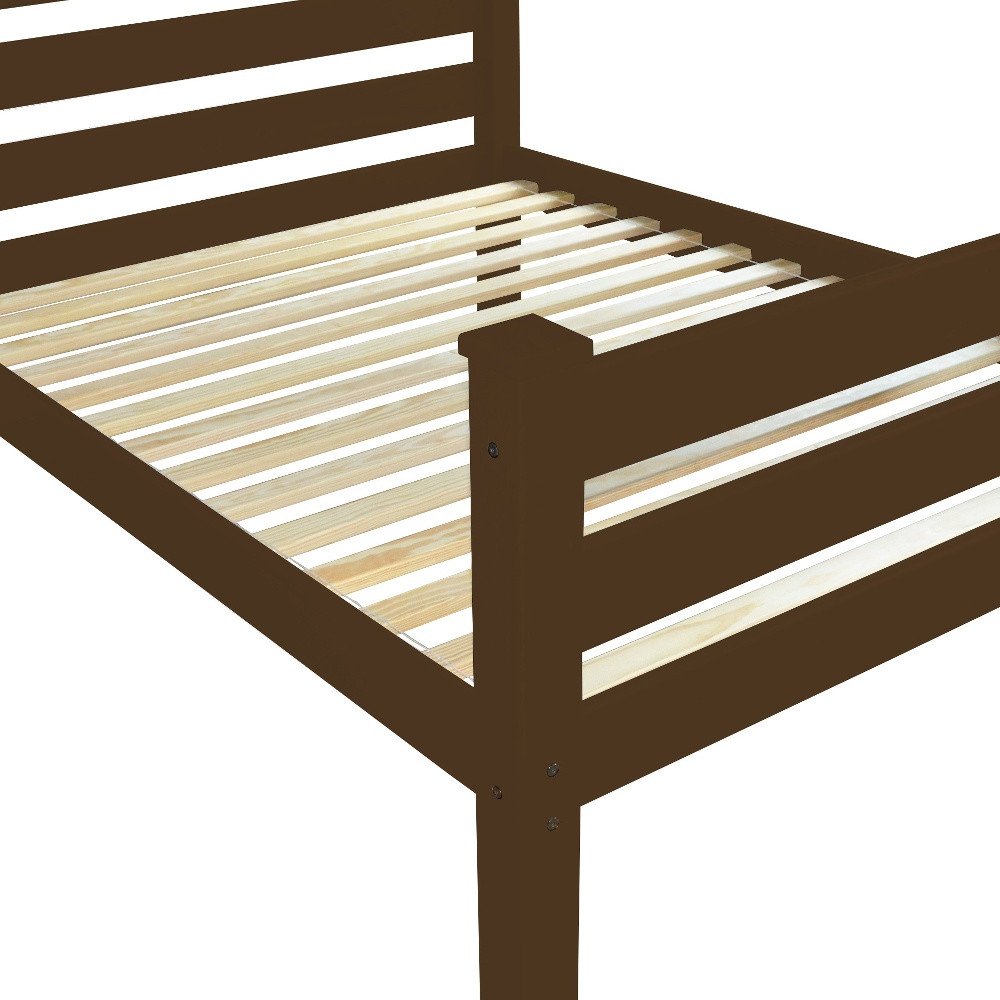 Coffee Solid Wood Twin Bed Frame