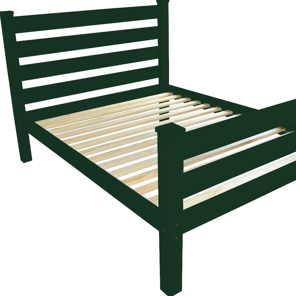 Dark Green Solid Wood Twin Bed Frame