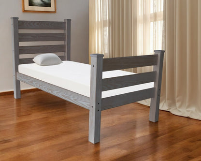 Gray Solid Wood Twin Bed Frame