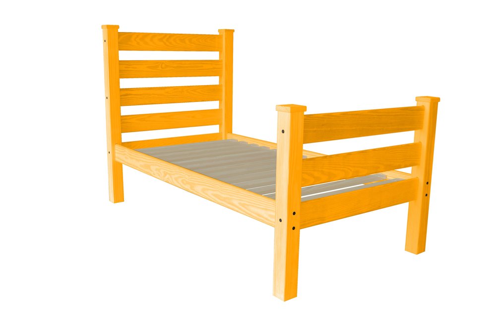 Orange Solid Wood Twin Bed Frame