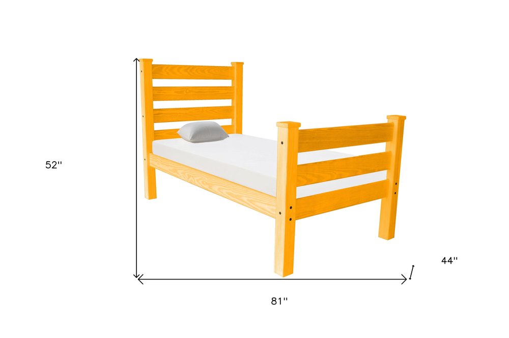 Orange Solid Wood Twin Bed Frame