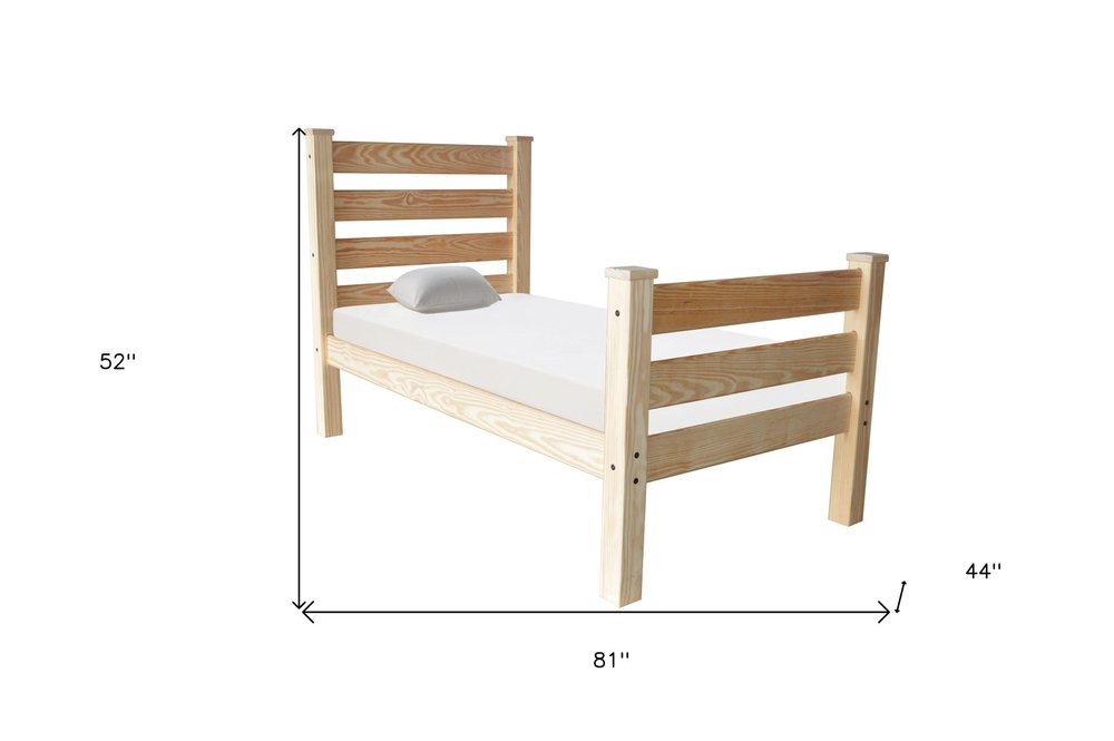 Natural Solid Wood Twin Bed Frame
