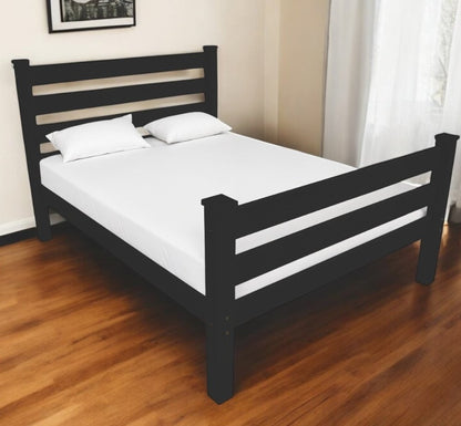 Black Solid Wood Full Bed Frame