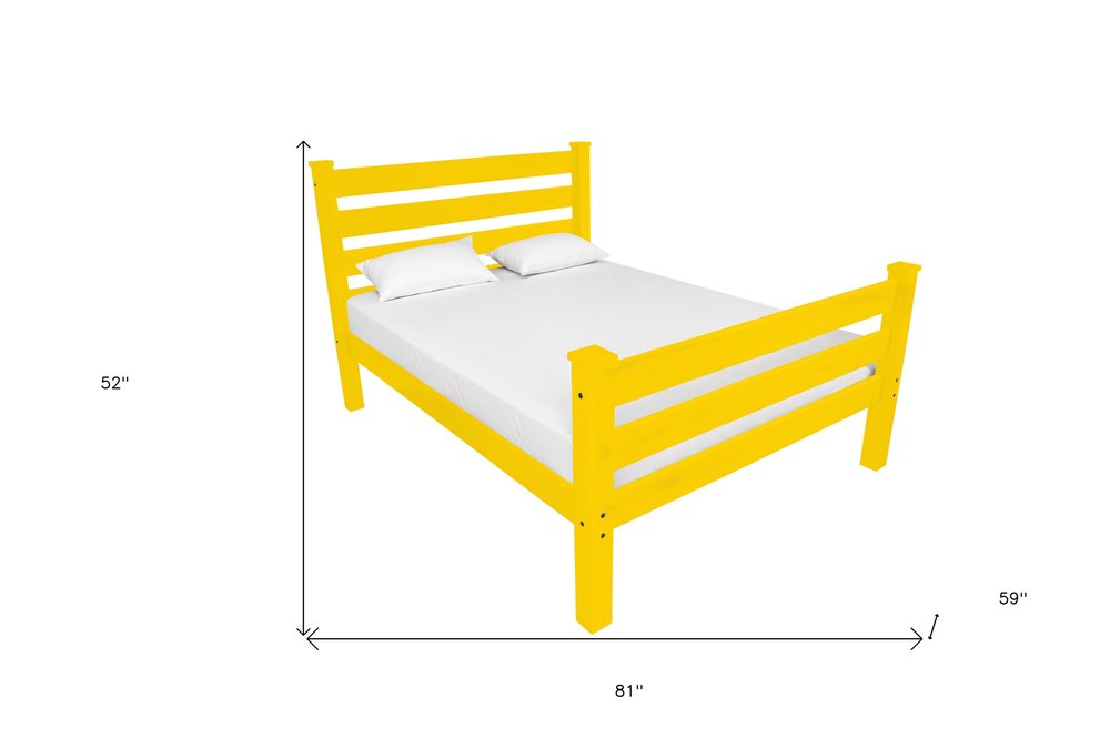 Canary Yellow Solid Wood Full Bed Frame