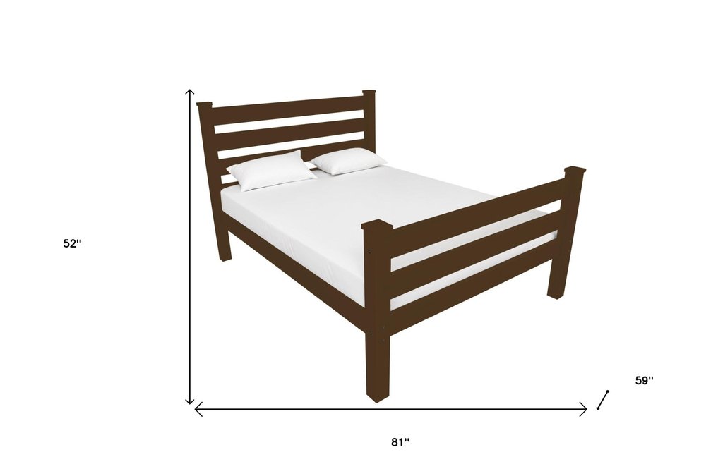 Coffee Solid Wood Full Bed Frame