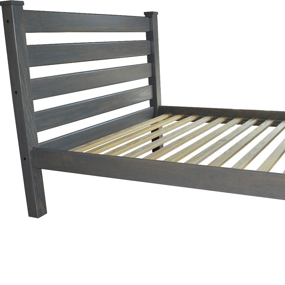 Gray Solid Wood Full Bed Frame