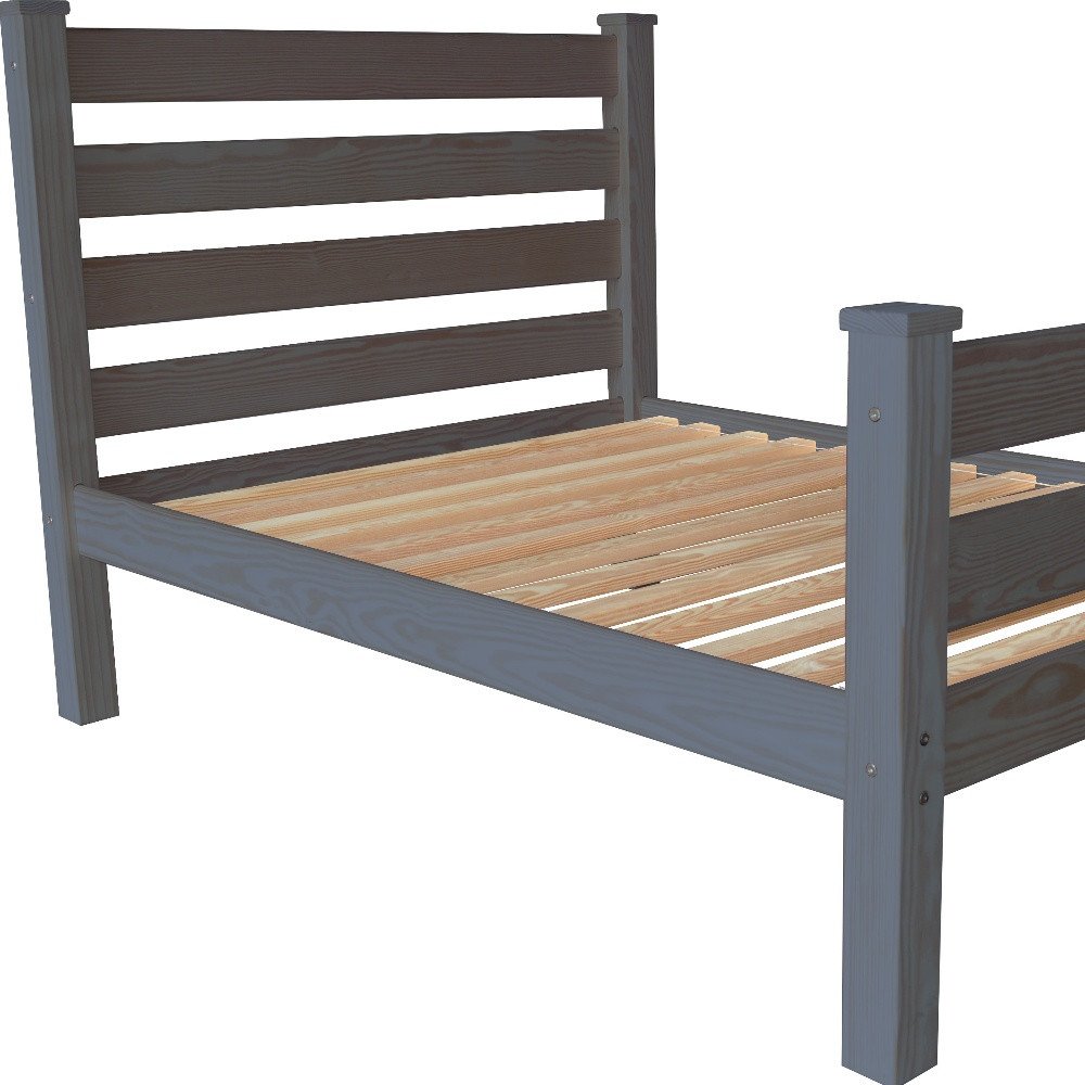 Gray Solid Wood Full Bed Frame