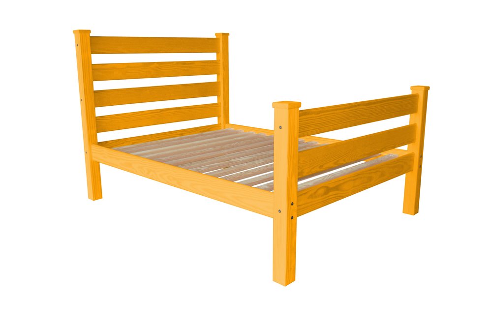 Orange Solid Wood Full Bed Frame
