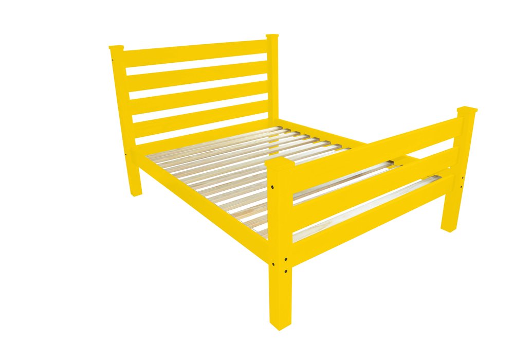 Yellow Solid Wood Queen Bed Frame