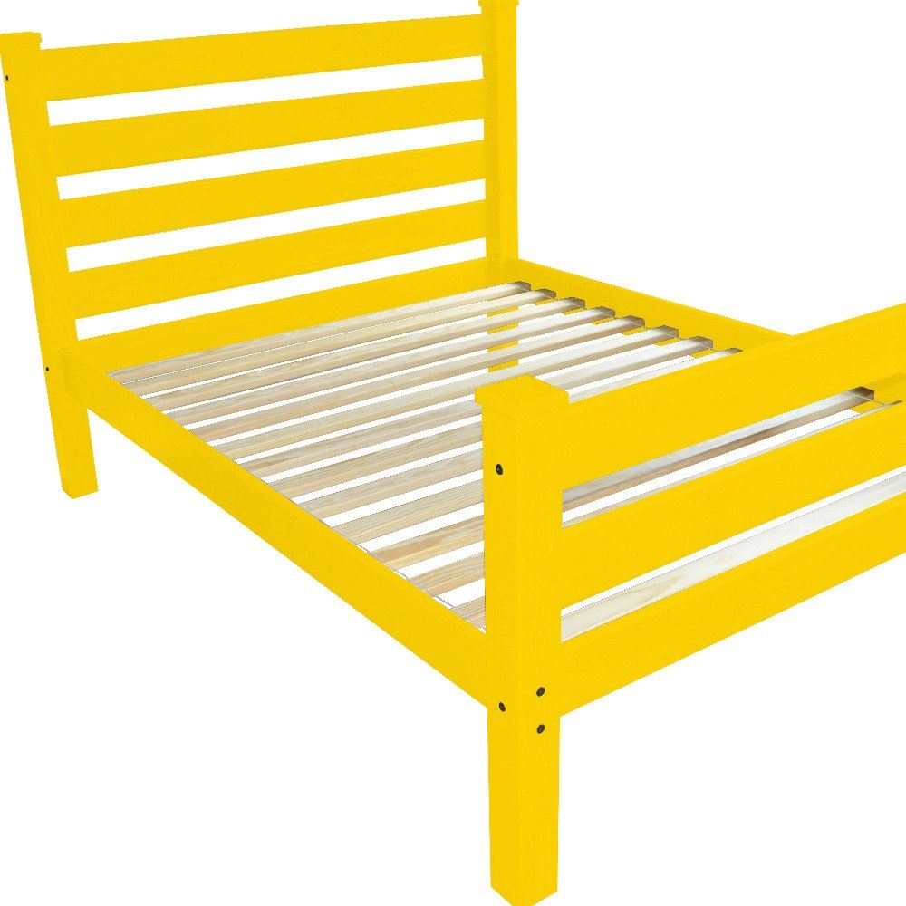 Yellow Solid Wood Queen Bed Frame