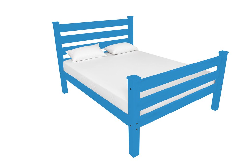 Caribbean Blue Solid Wood Queen Bed Frame