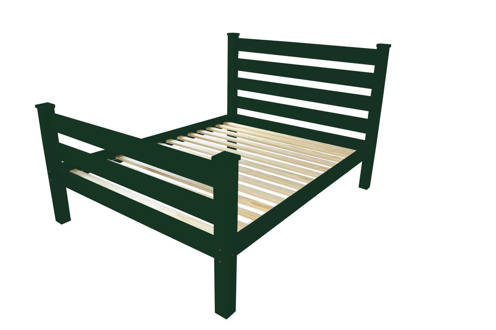 Dark Green Solid Wood Queen Bed Frame
