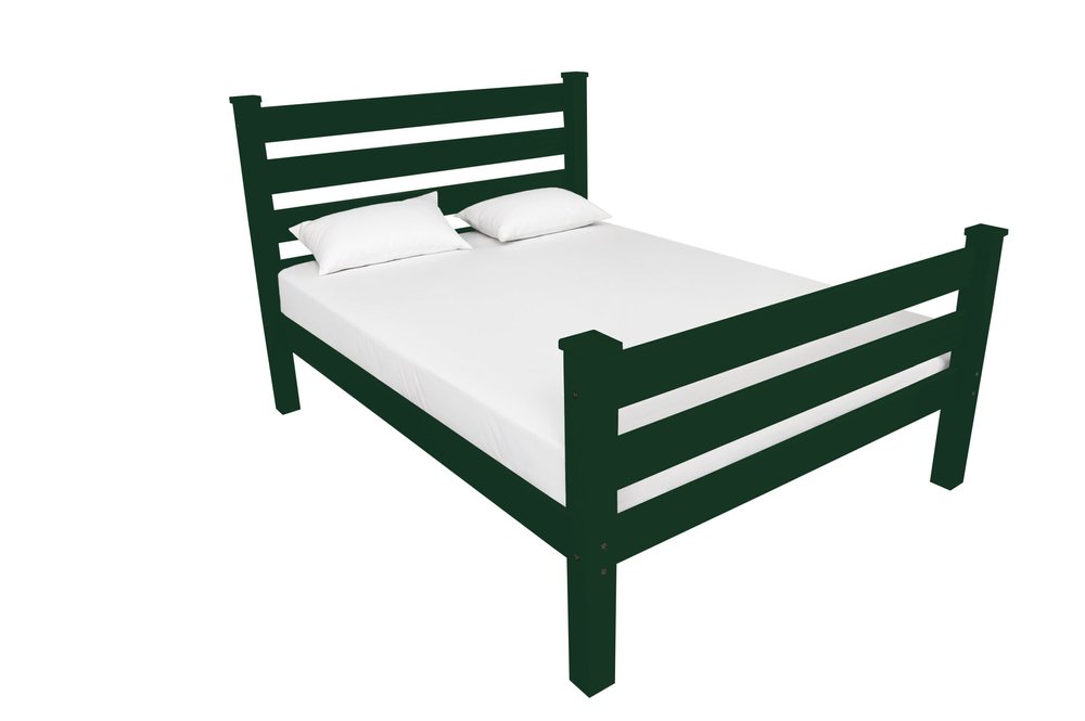 Dark Green Solid Wood Queen Bed Frame