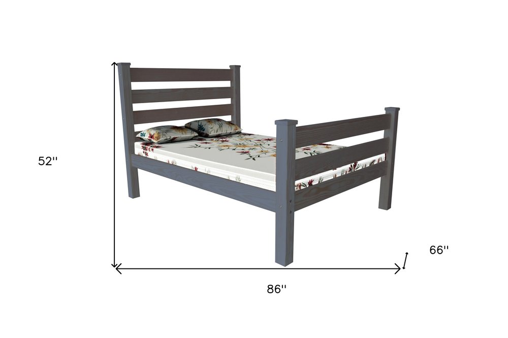 Gray Solid Wood Queen Bed Frame