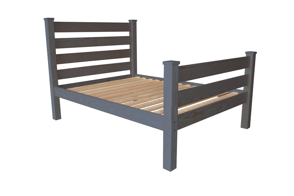 Gray Solid Wood Queen Bed Frame