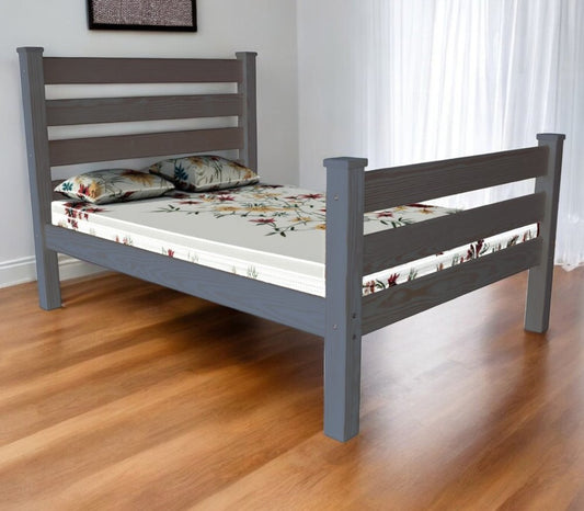 Gray Solid Wood Queen Bed Frame