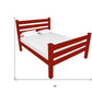 Red Solid Wood Queen Bed Frame