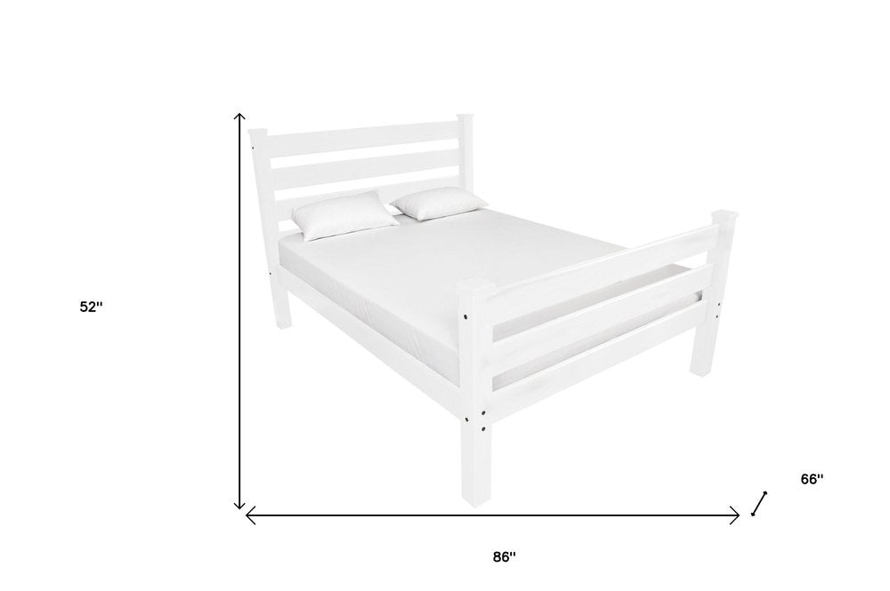 White Solid Wood Queen Bed Frame