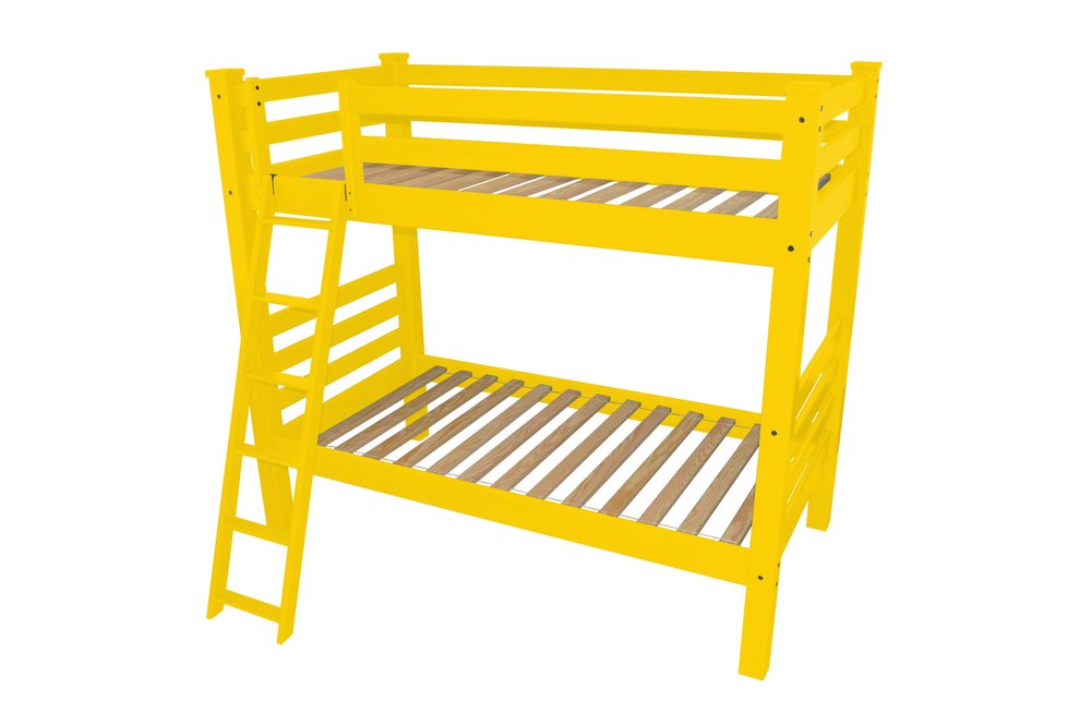 Yellow Twin Traditional Solid Wood Bunk Bed