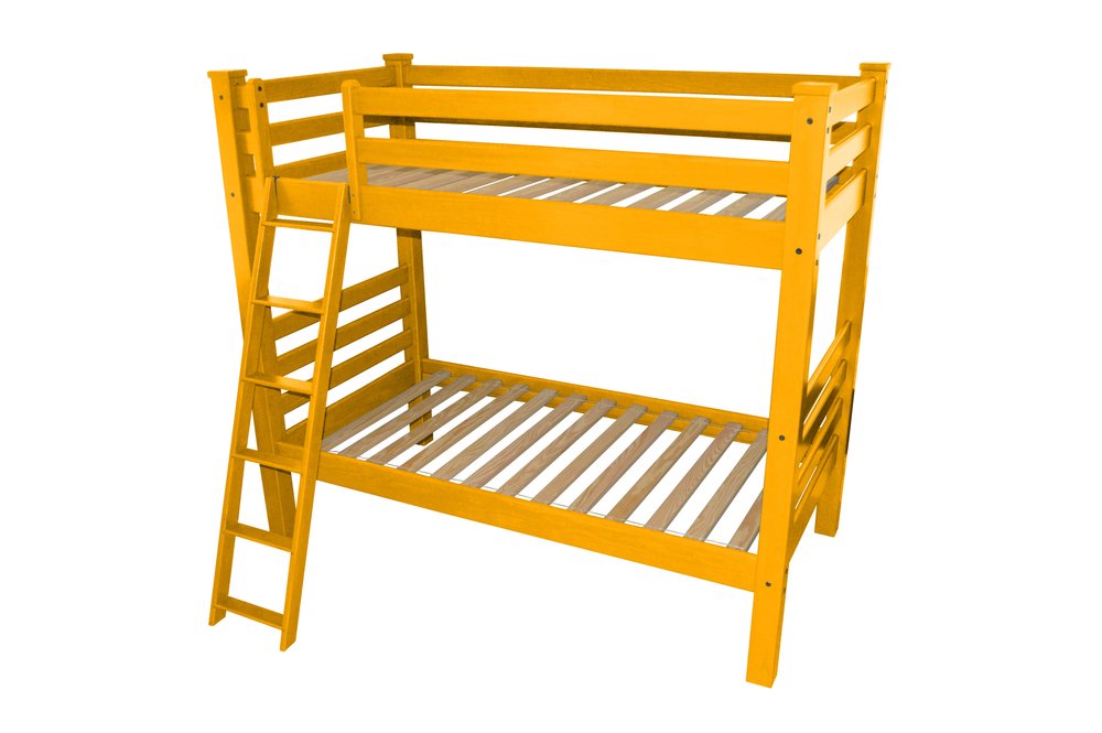 Yellow Twin Over Twin Solid Wood Bunk Bed