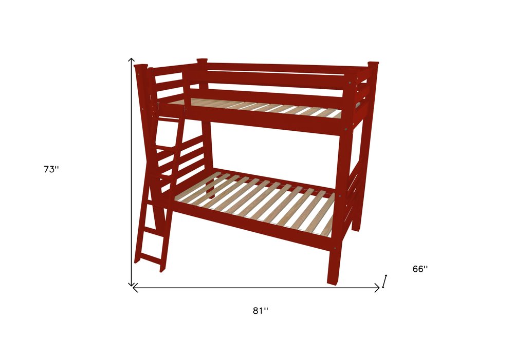 Red Twin Traditional Solid Wood Bunk Bed