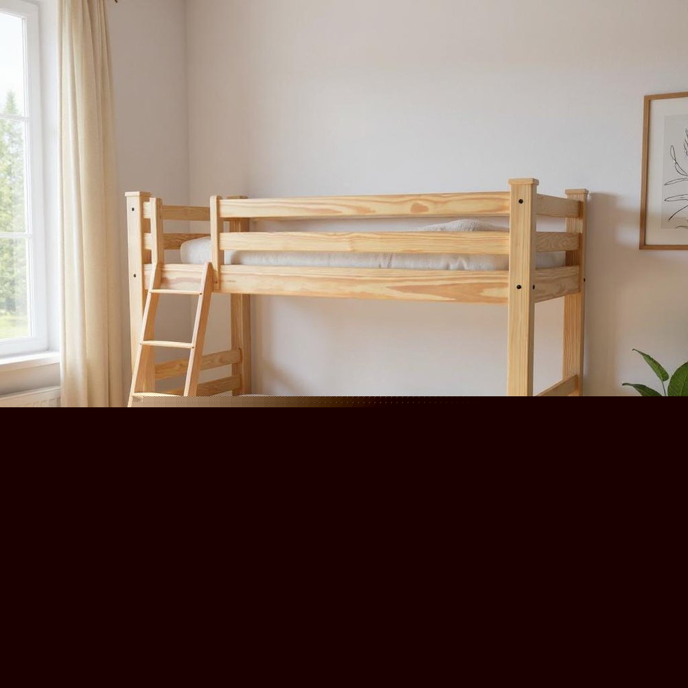 Natural Twin Over Twin Solid Wood Bunk Bed